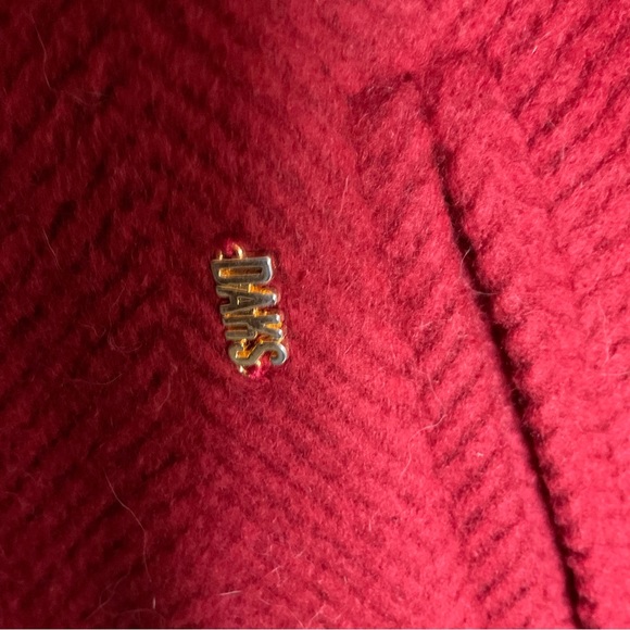 Daks Crimson Red Herringbone Wool Blend Car Coat - Picture 9 of 12